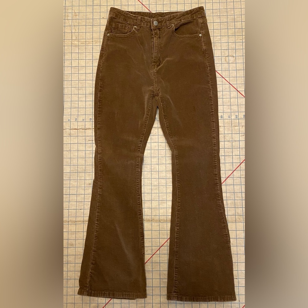 Flare Leg corduroy pants, brown, Shein, size M, high rise